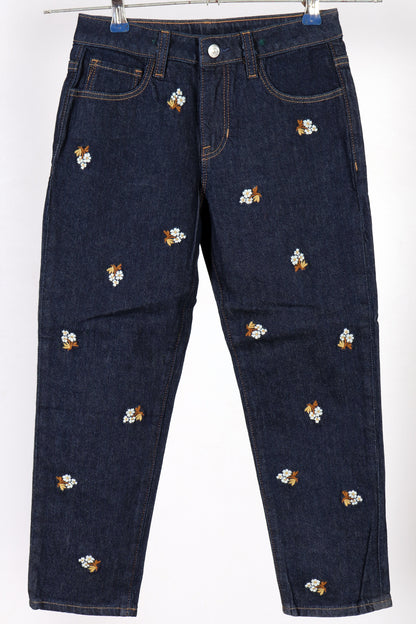 Girls' Premium Embroidered Indigo Denim Jeans