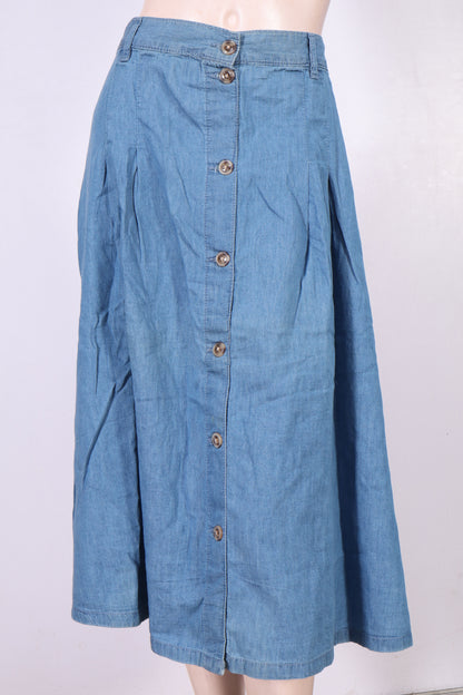 Classic A-Line Denim Midi Skirt