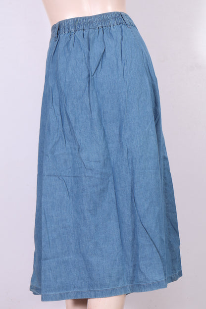 Classic A-Line Denim Midi Skirt