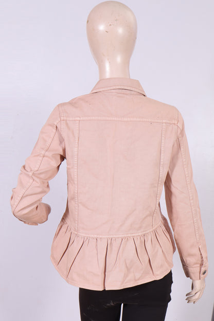 Women’s Peplum Denim Jacket in Blush Pink