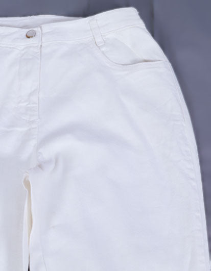 Women's Classic White Straight-Leg Cotton Pants
