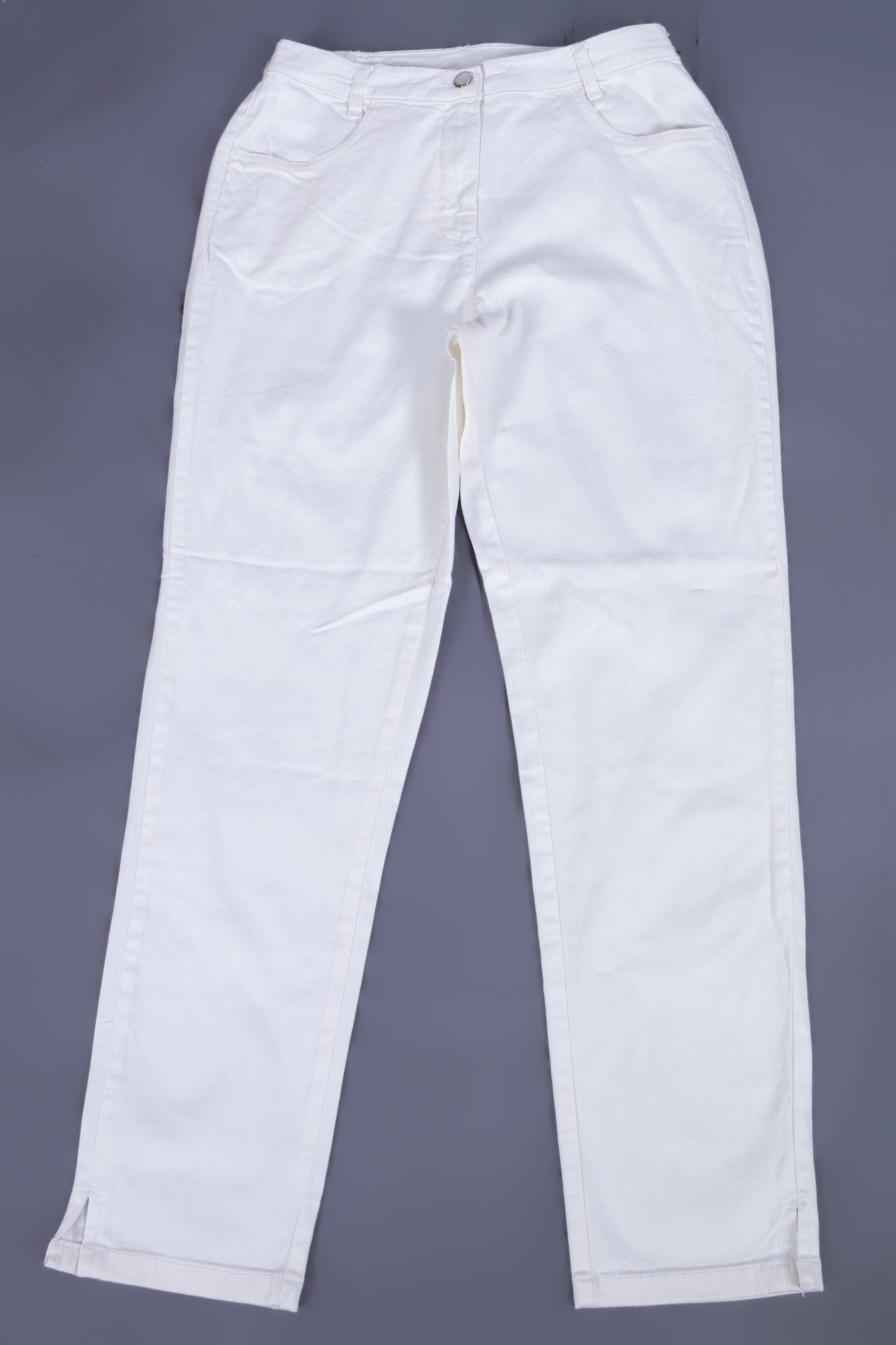 Women's Classic White Straight-Leg Cotton Pants
