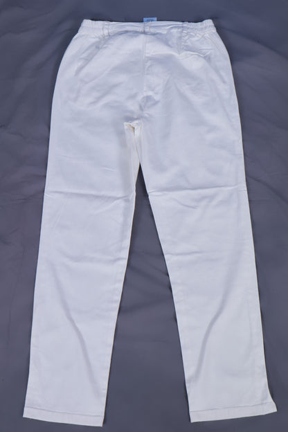 Women's Classic White Straight-Leg Cotton Pants