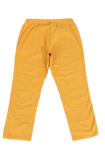 Mustard Yellow Cotton Straight-Leg Trousers