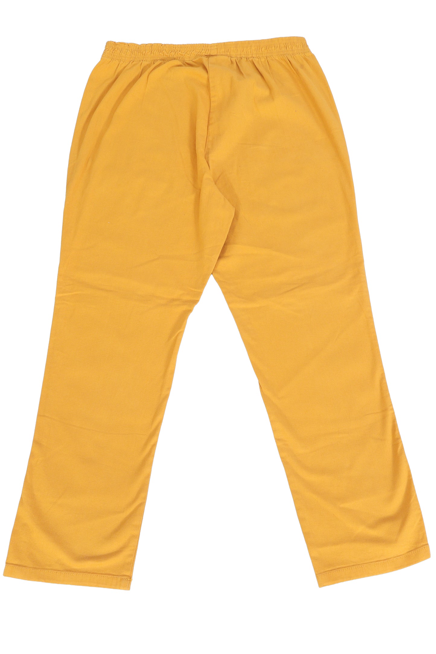 Mustard Yellow Cotton Straight-Leg Trousers