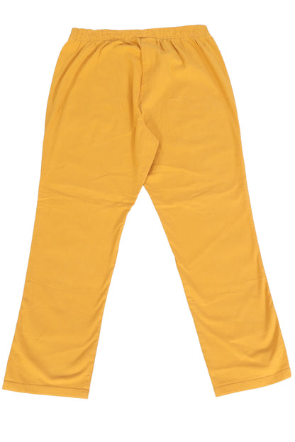 Mustard Yellow Cotton Straight-Leg Trousers