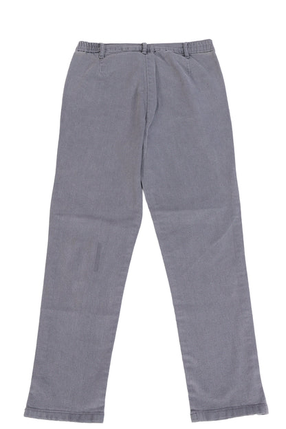 Grey Slim-Fit Stretch Denim Jeans with Side-Slit