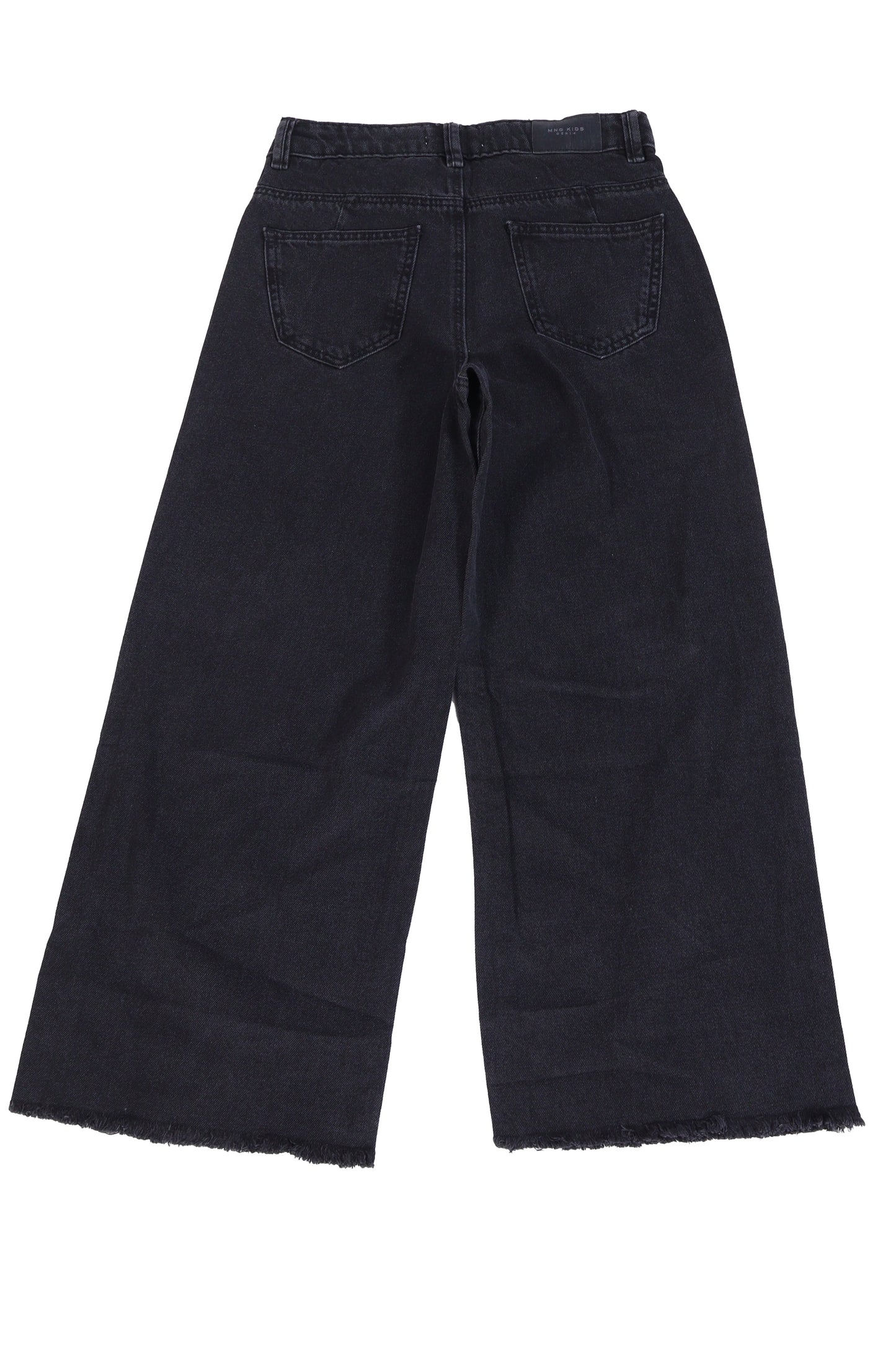 High-Rise Wide-Leg Raw Hem Jeans – Washed Black