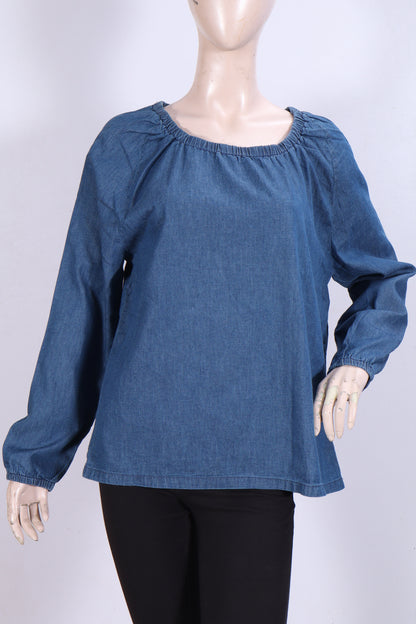 Elasticated Neck Denim Top