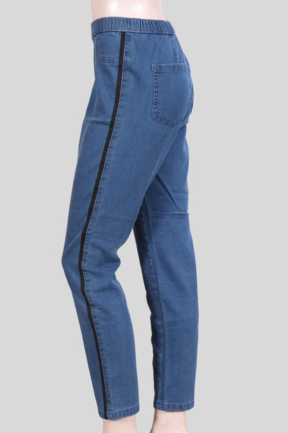 Side-Stripe Elastic Waist Comfort Denim Jeggings ( Minor Defect )