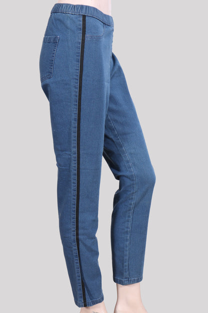 Side-Stripe Elastic Waist Comfort Denim Jeggings ( Minor Defect )