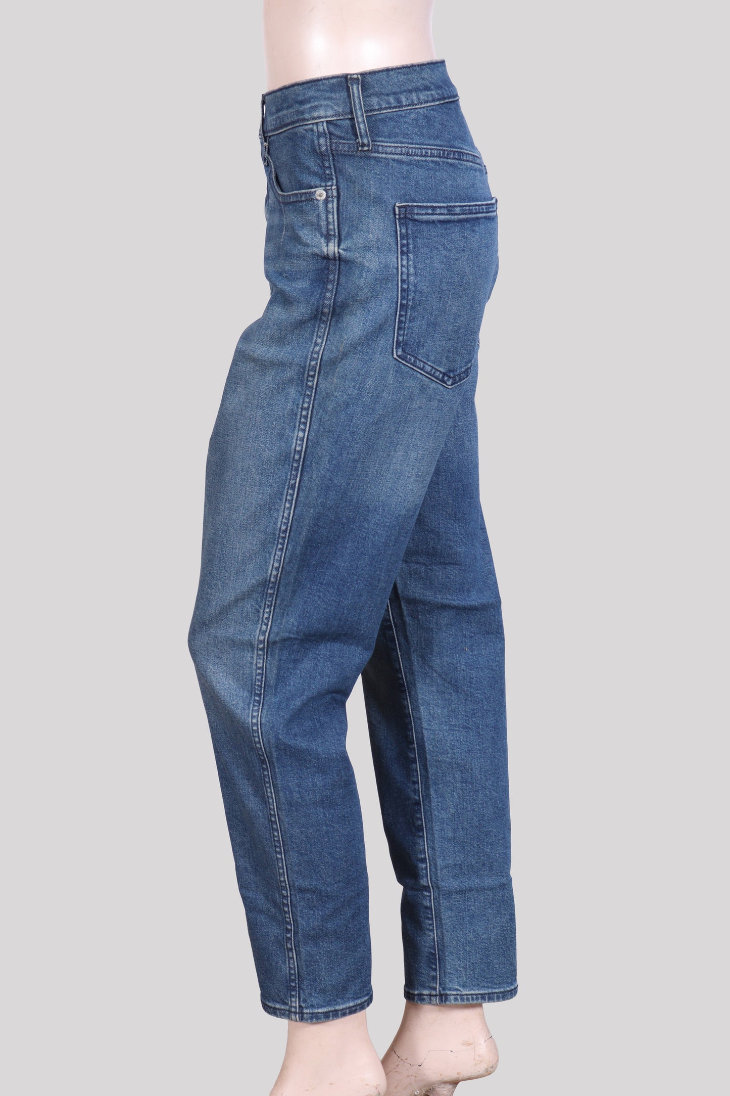 High-Rise Barrel Leg Denim – Classic Indigo