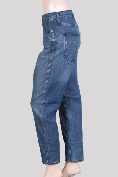 High-Rise Barrel Leg Denim – Classic Indigo