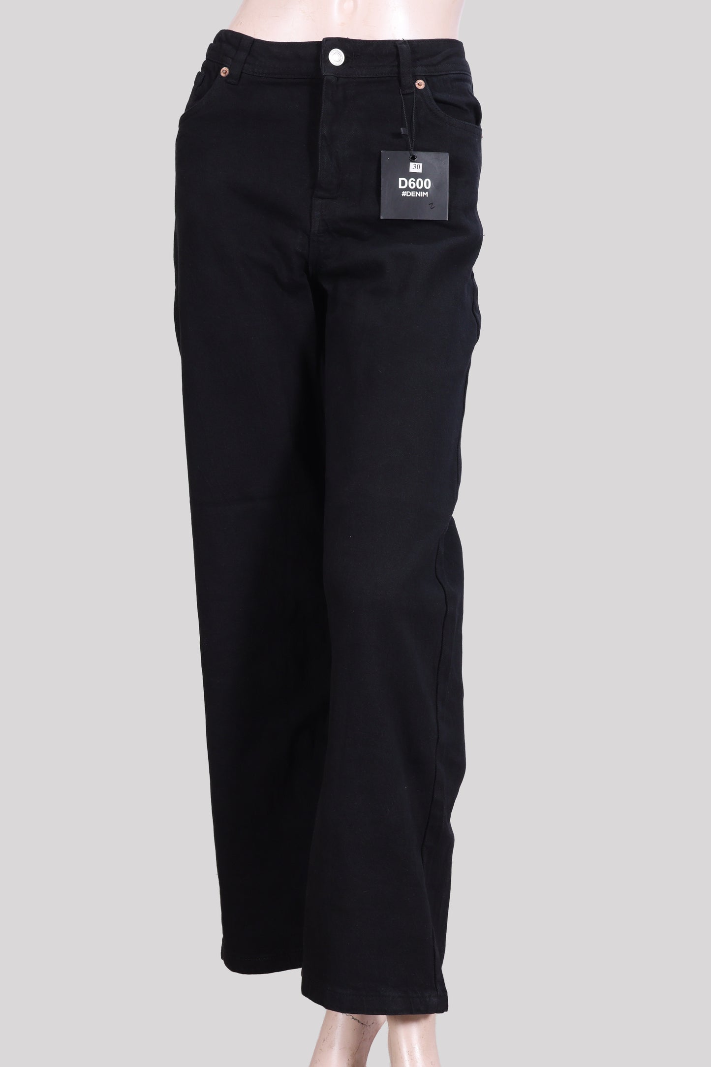 High-Rise Wide-Leg Black Denim Jeans