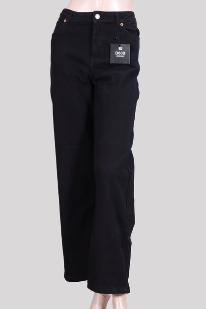 High-Rise Wide-Leg Black Denim Jeans