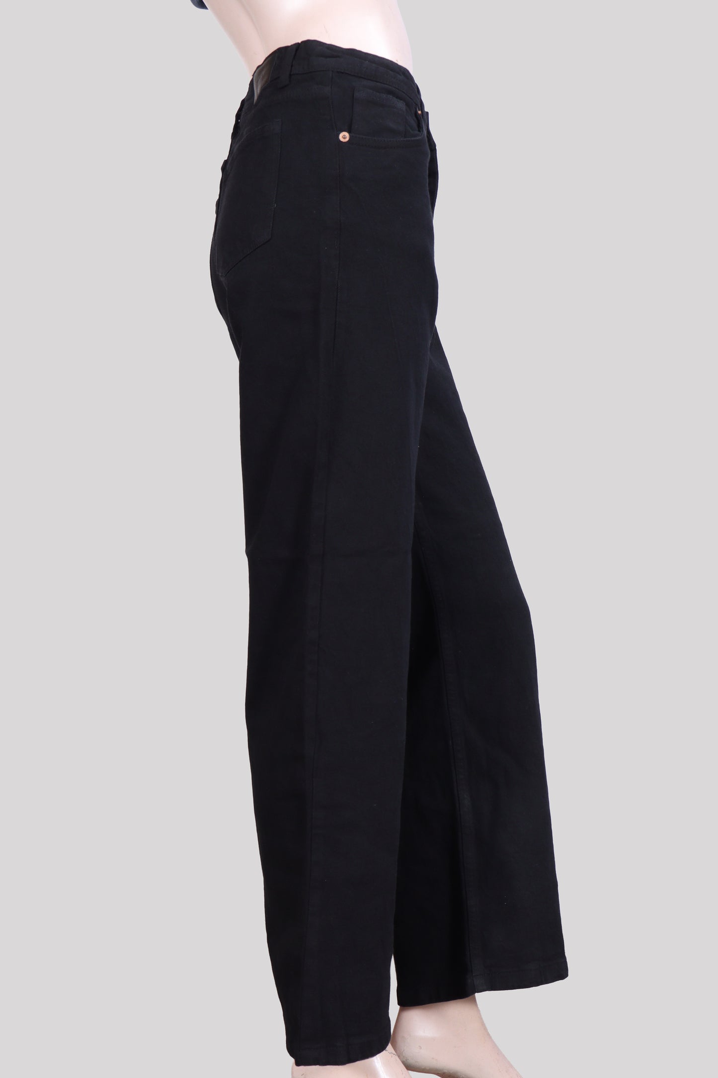 High-Rise Wide-Leg Black Denim Jeans