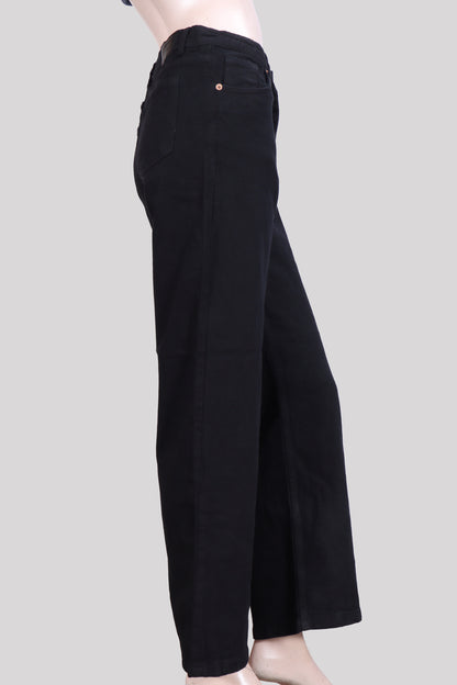 High-Rise Wide-Leg Black Denim Jeans