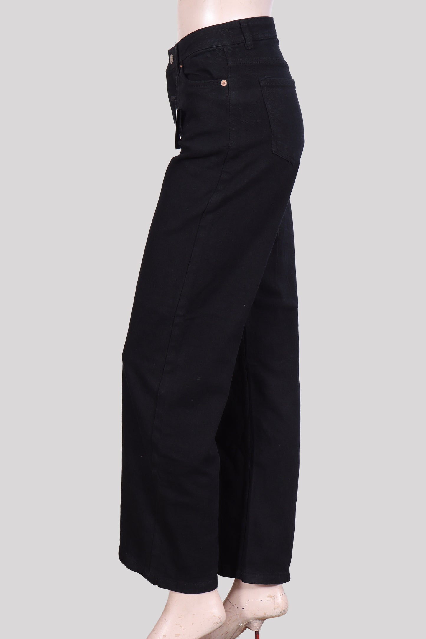 High-Rise Wide-Leg Black Denim Jeans