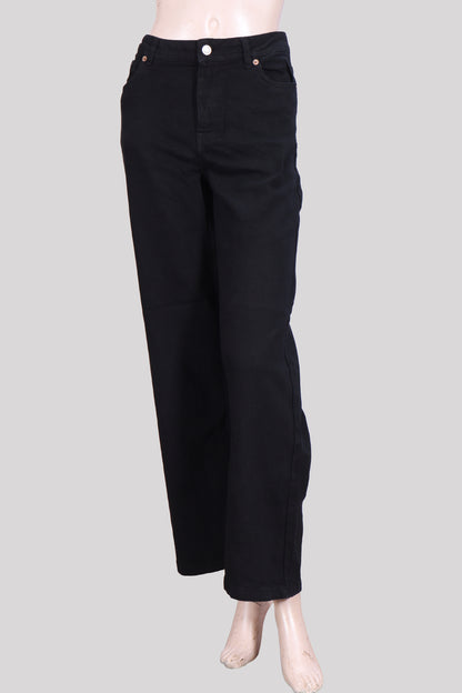 High-Rise Wide-Leg Black Denim Jeans