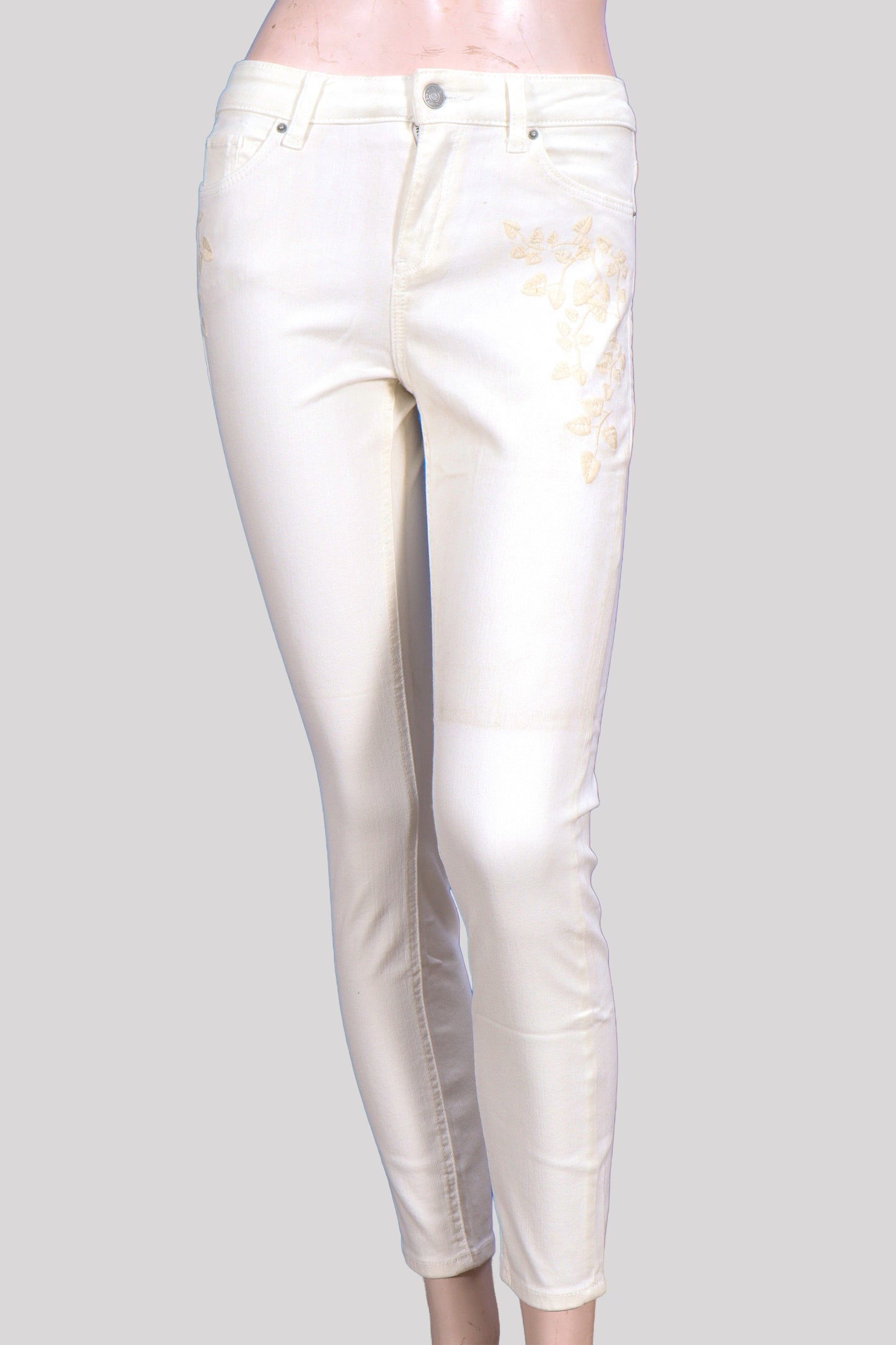 Botanical Bloom Skinny Jeans – Off-White