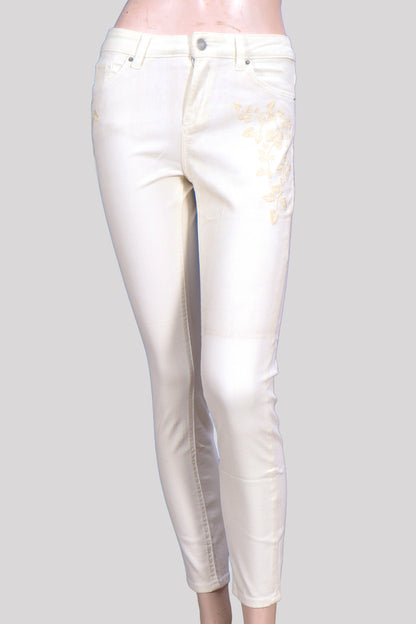 Botanical Bloom Skinny Jeans – Off-White