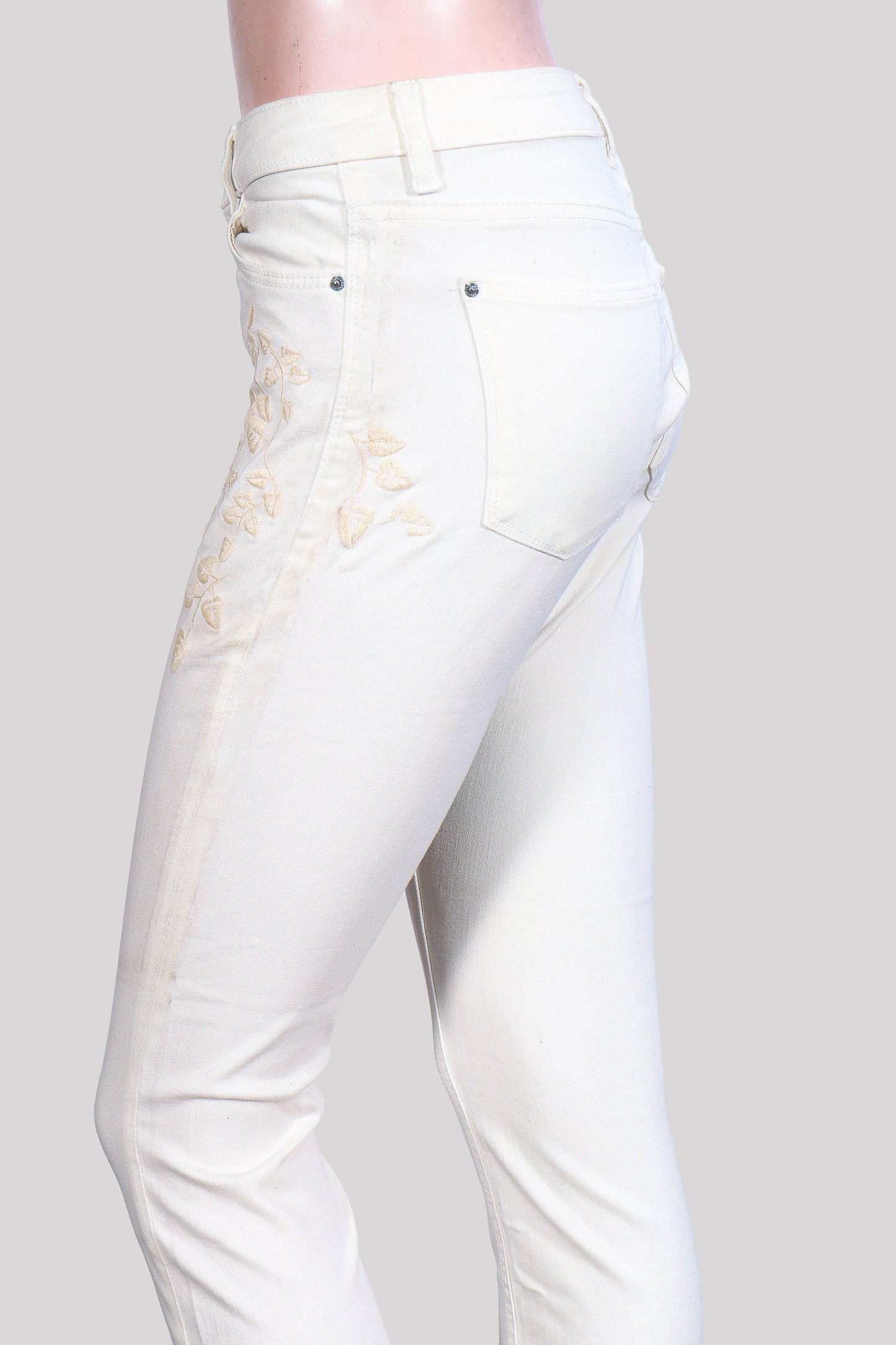 Botanical Bloom Skinny Jeans – Off-White