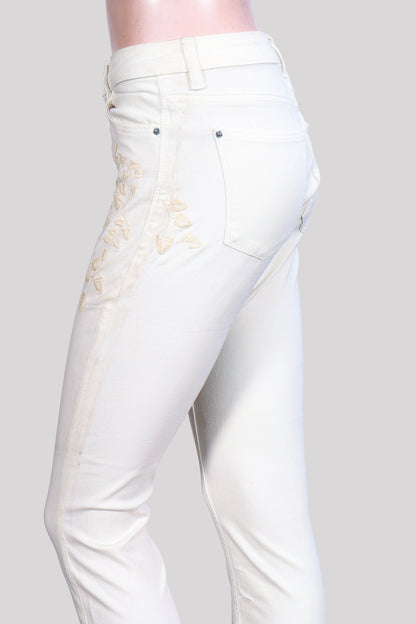 Botanical Bloom Skinny Jeans – Off-White