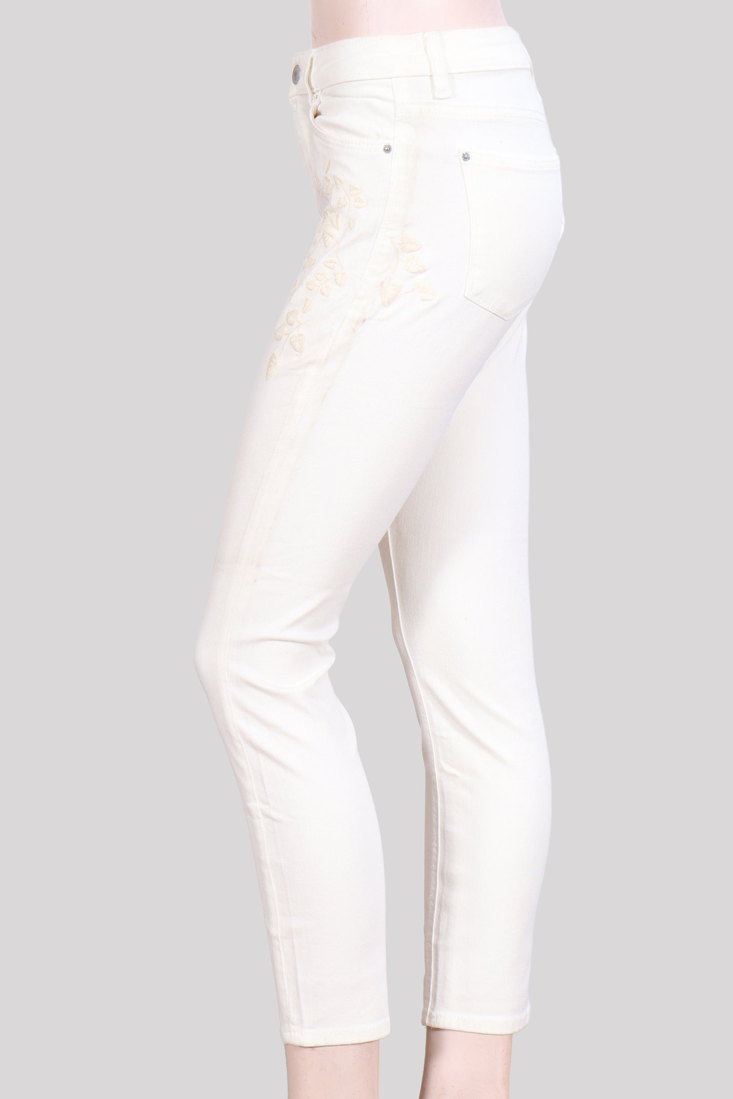 Botanical Bloom Skinny Jeans – Off-White