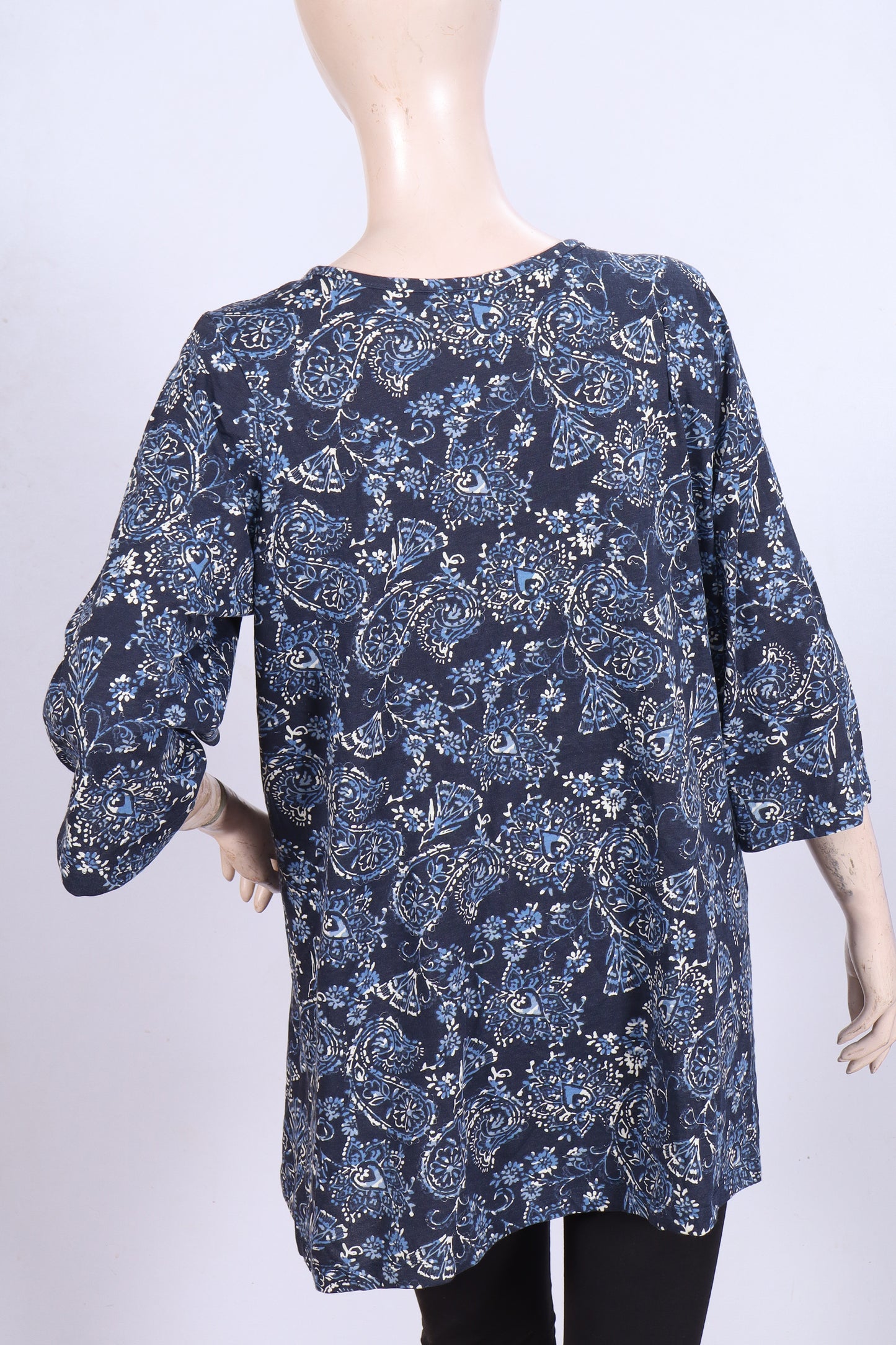 Indigo Paisley Pleated Tunic