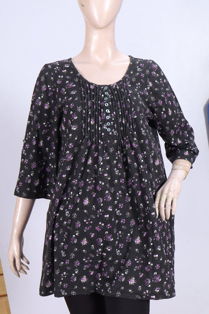 Floral Print Pintuck Tunic – Soft Single Jersey