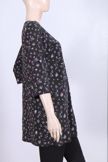 Floral Print Pintuck Tunic – Soft Single Jersey