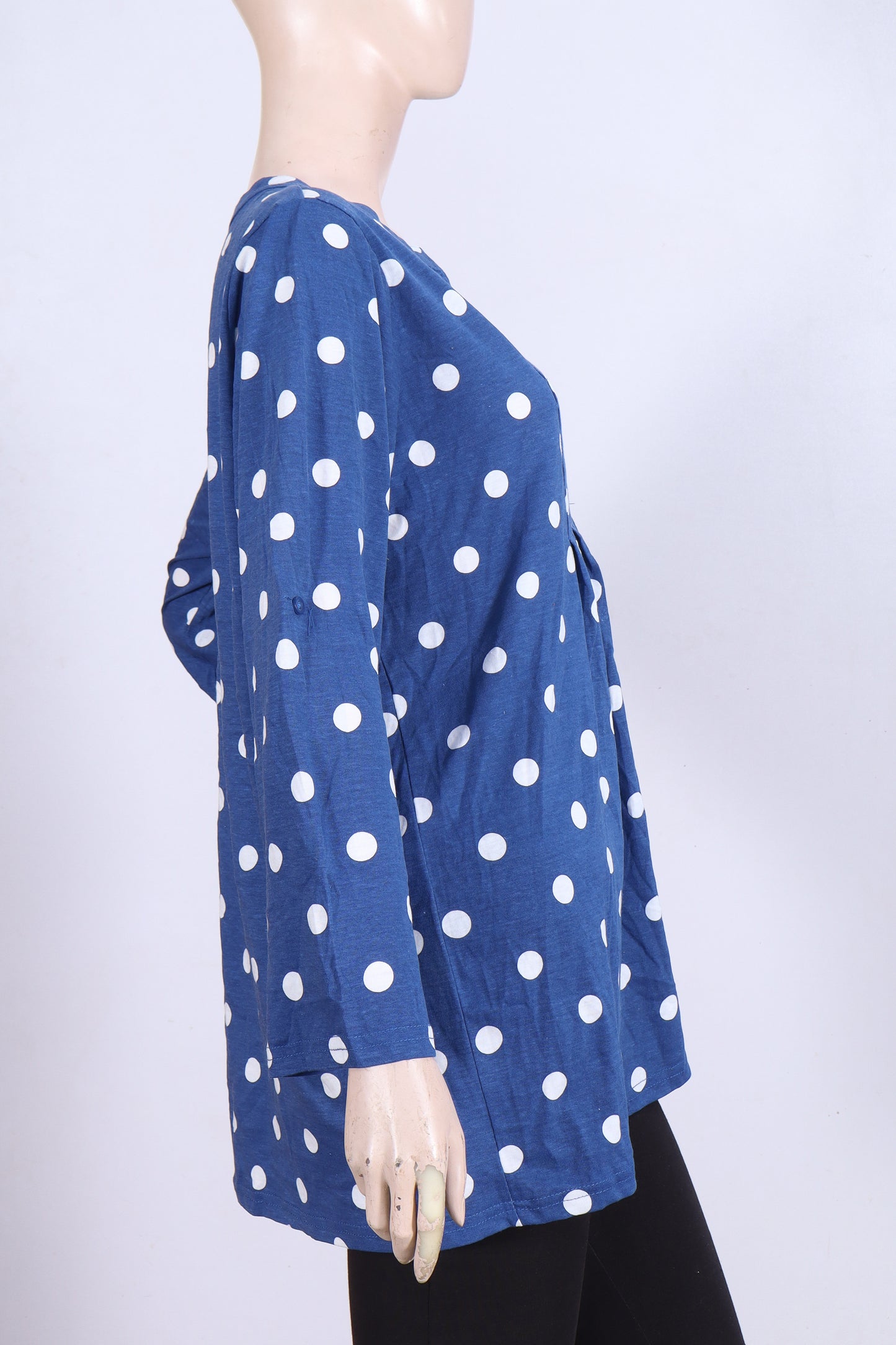 Polka Dot Pleated Tunic – Classic Blue & White