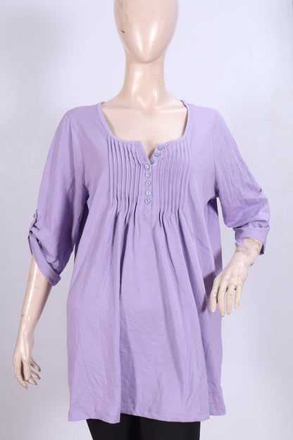 Lavender Pintuck Pleated Tunic Top