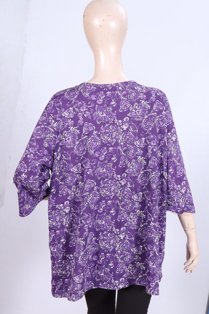 Floral Pleated Tunic in Deep Plum