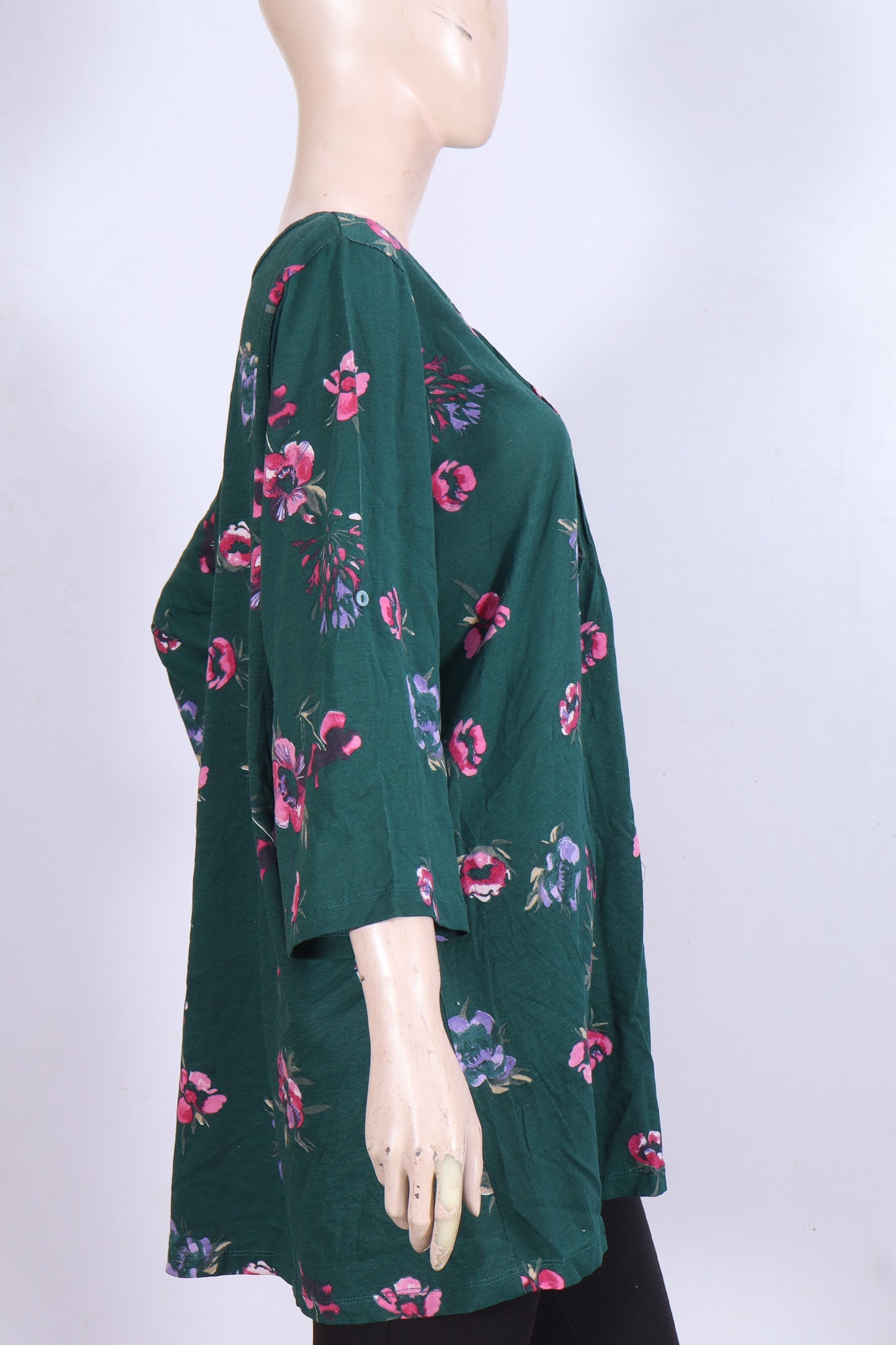 Floral Meadow Pintuck Tunic – Emerald Green