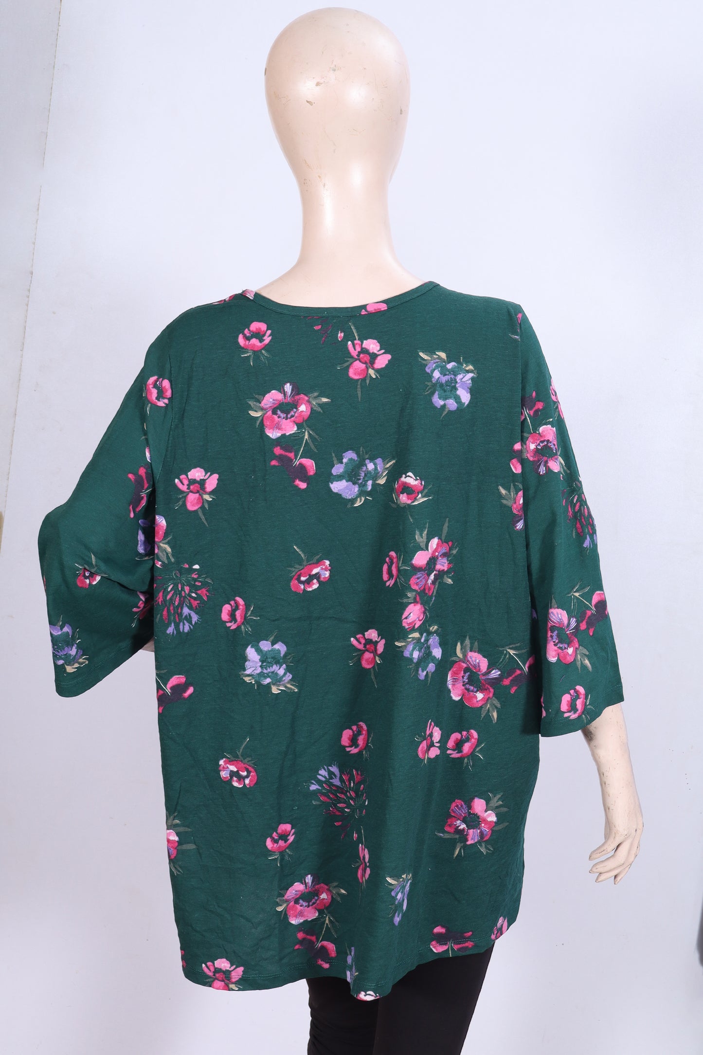 Floral Meadow Pintuck Tunic – Emerald Green