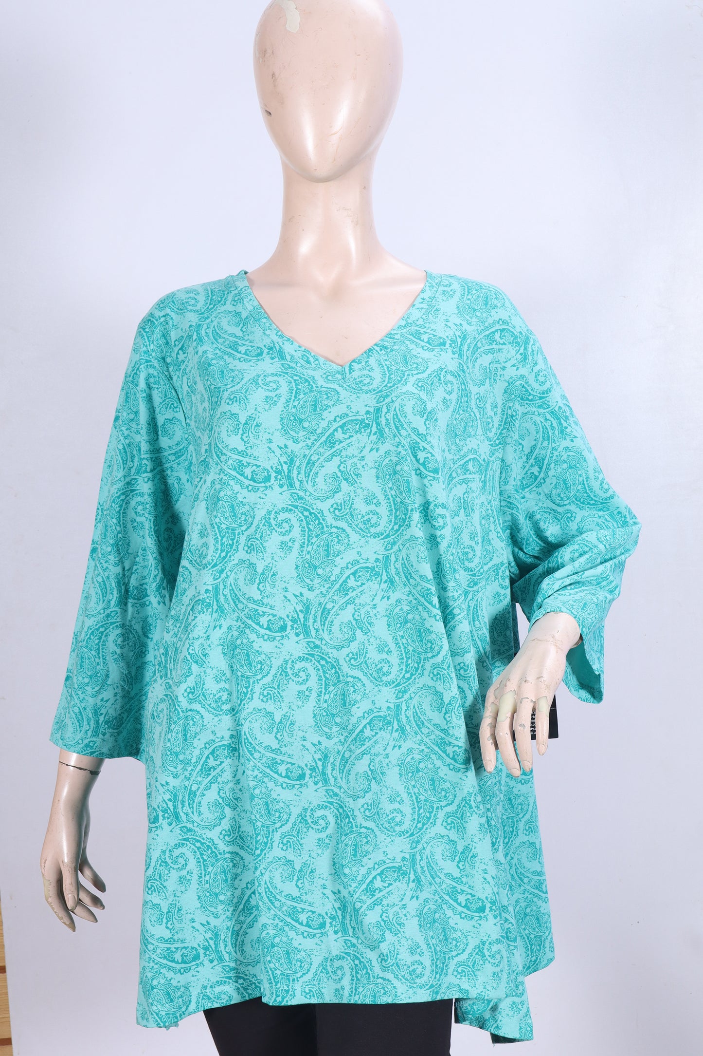 Women’s Turquoise Paisley V-Neck Tunic
