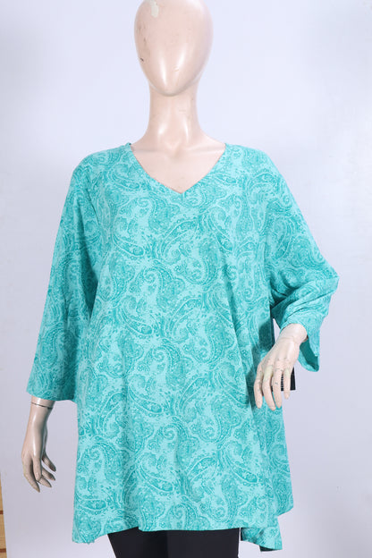 Women’s Turquoise Paisley V-Neck Tunic