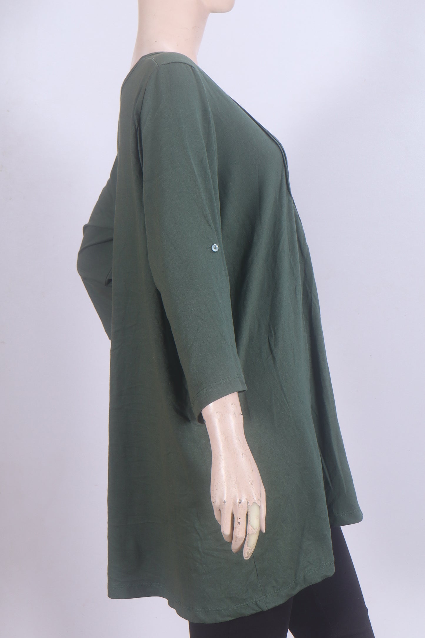 Olive Green Pleated Henley Tunic