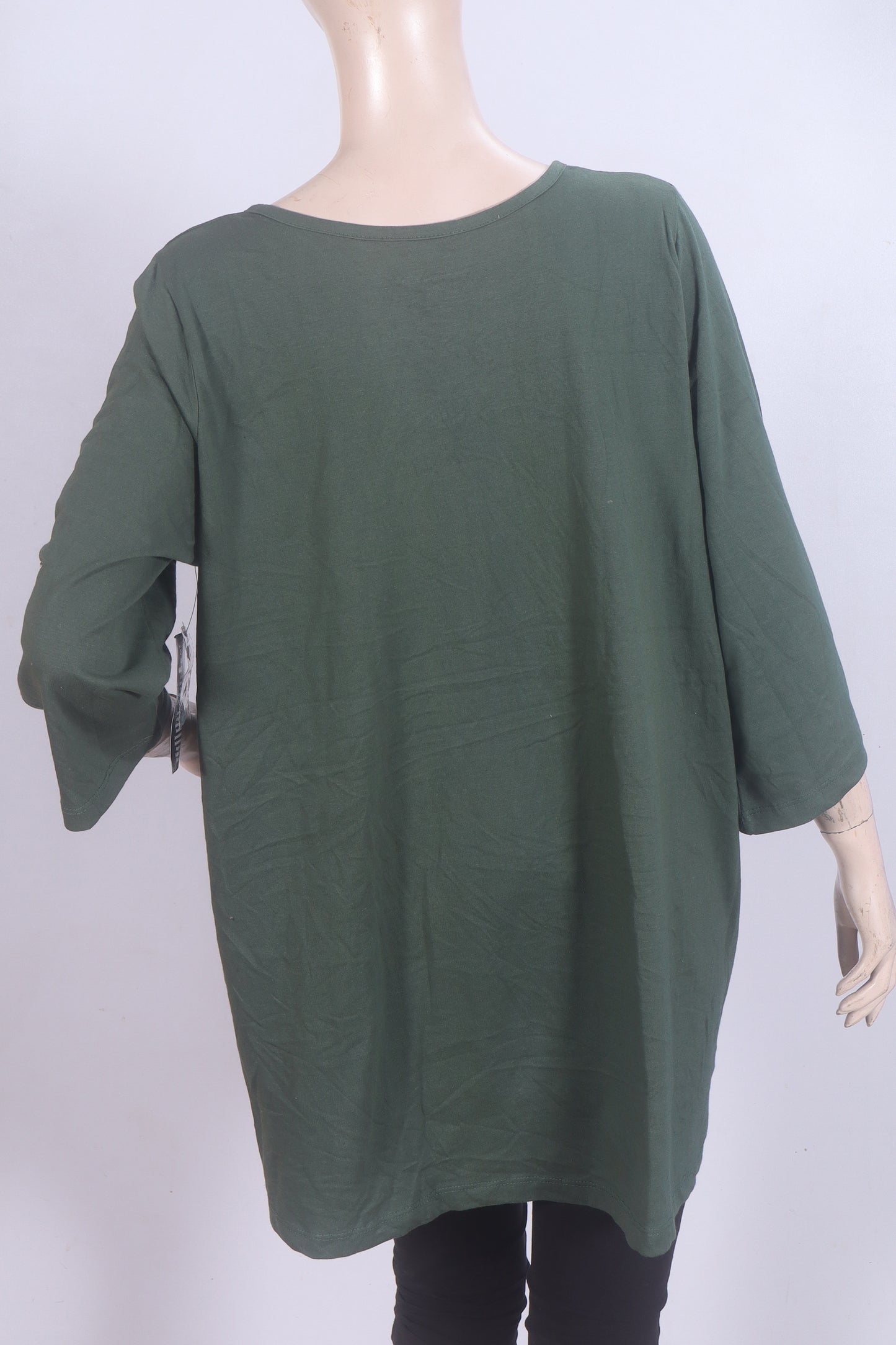 Olive Green Pleated Henley Tunic