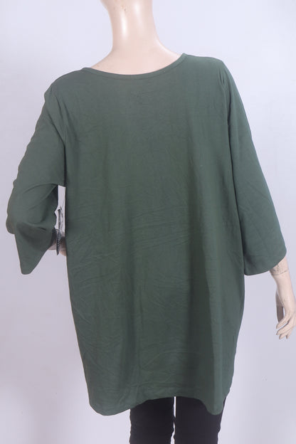 Olive Green Pleated Henley Tunic