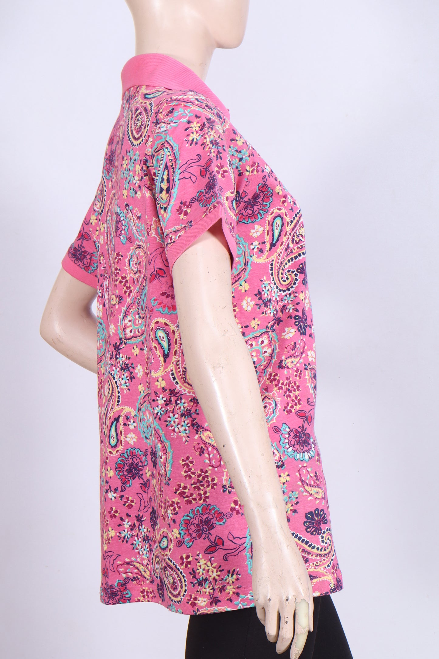 Vibrant Pink Paisley Polo Shirt – Premium Single Jersey
