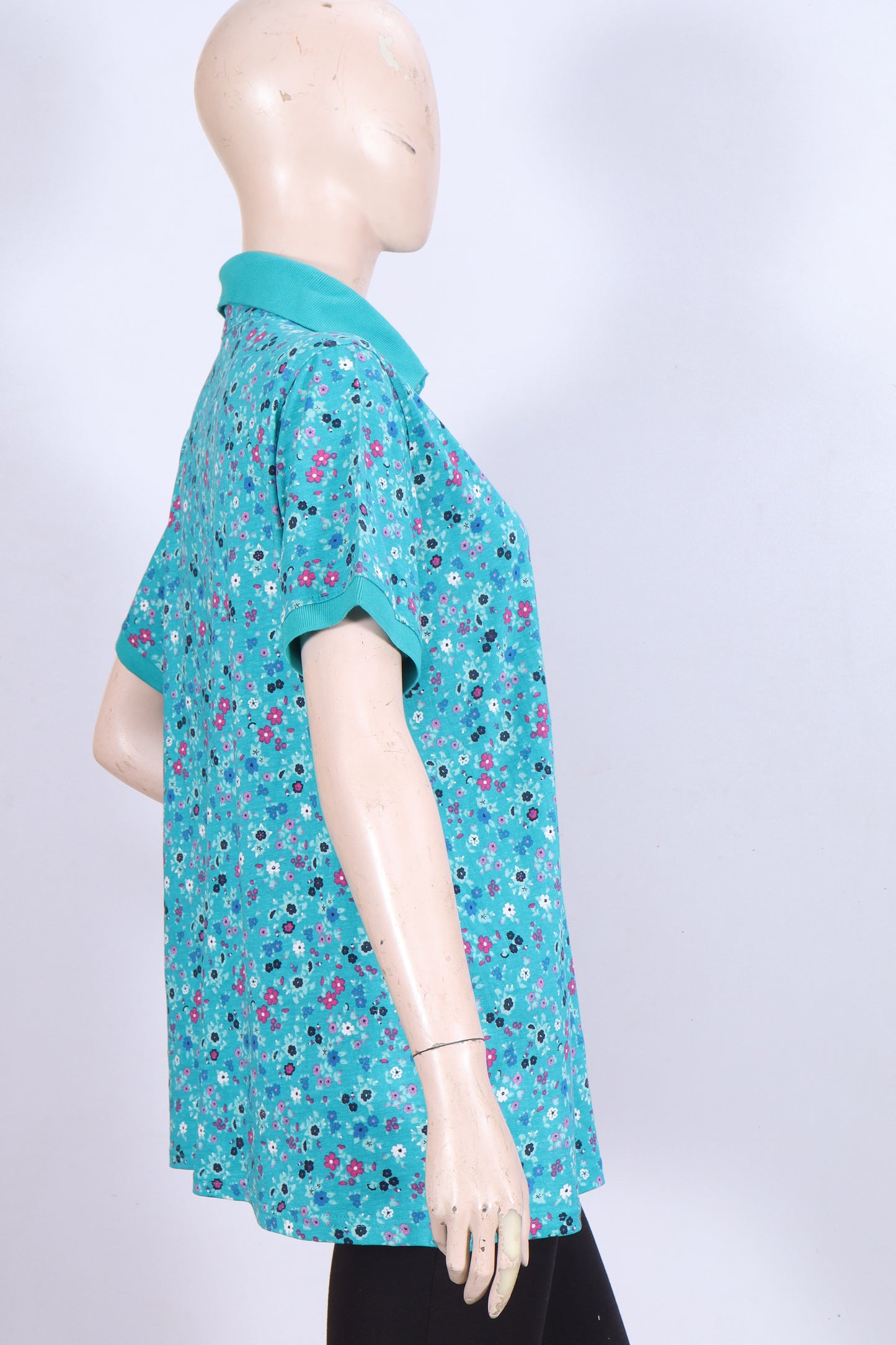 Floral Fields Polo - Teal & Multi-Color Print