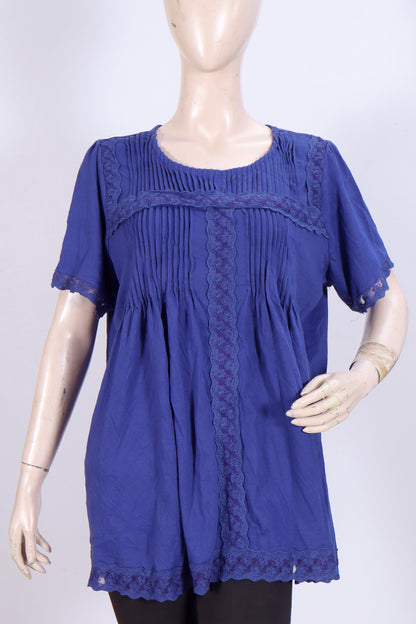 Bohemian Blue Lace & Pleated Tunic