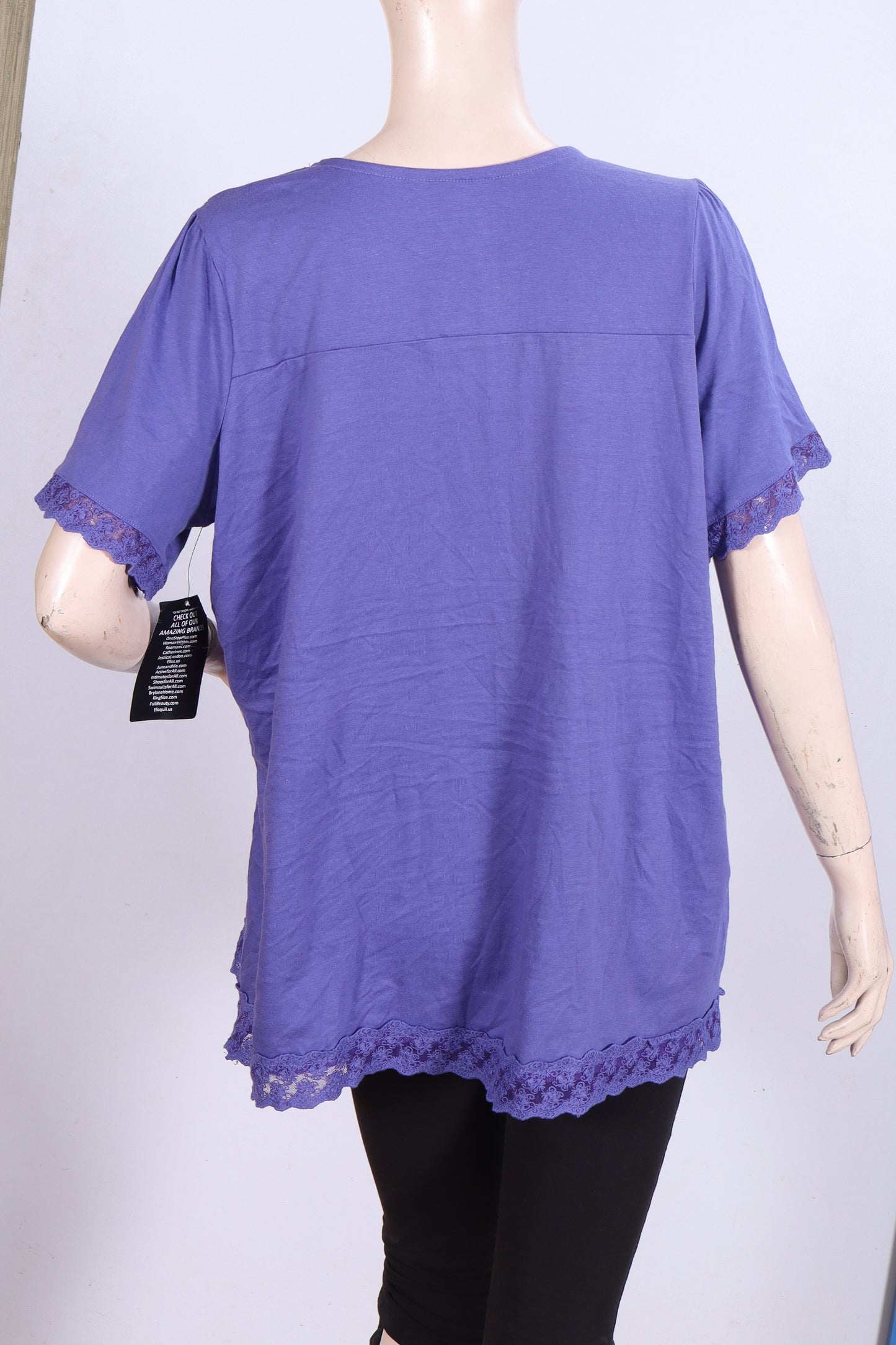 Purple Boho Tunic – Lace Trim & Pintuck Detail