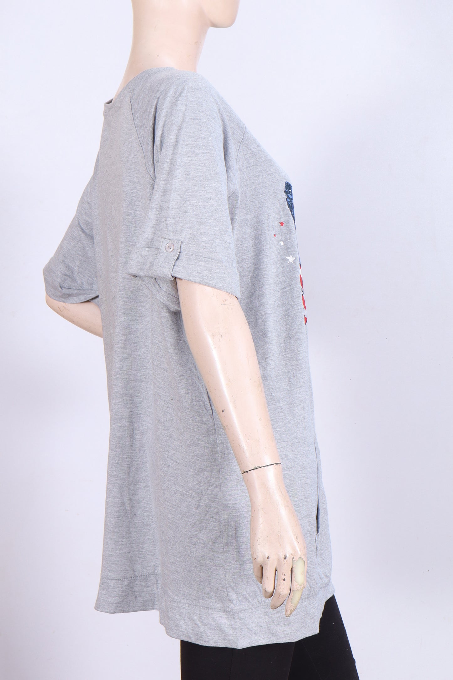 Americana Butterfly T-Shirt Dress with Pockets – Heather Grey