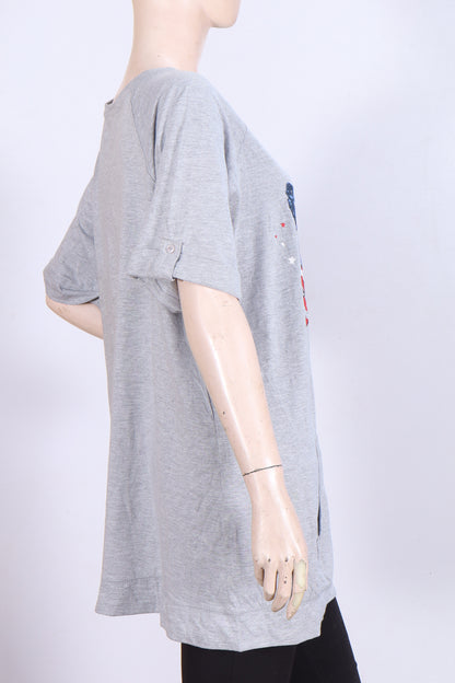 Americana Butterfly T-Shirt Dress with Pockets – Heather Grey