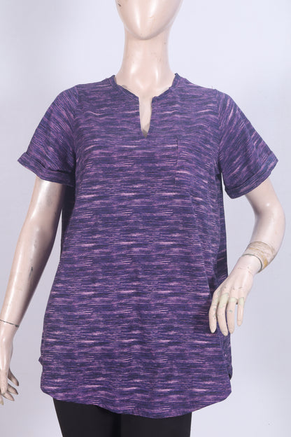 Title: Women's Space-Dye Split Neck Tunic Top – Plum