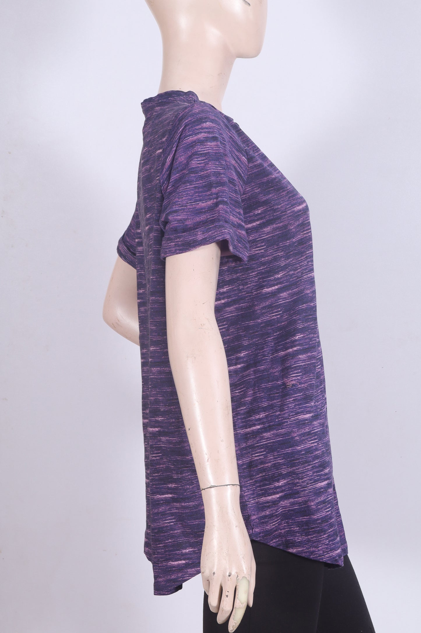 Title: Women's Space-Dye Split Neck Tunic Top – Plum