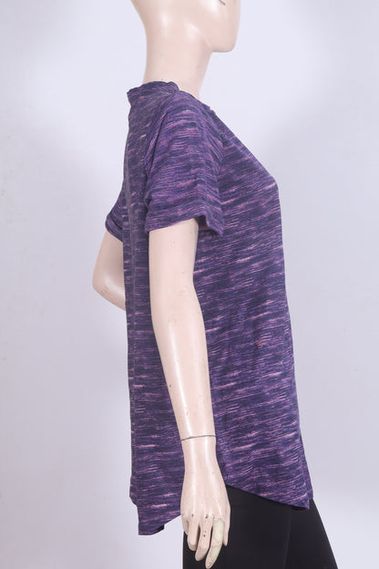 Title: Women's Space-Dye Split Neck Tunic Top – Plum